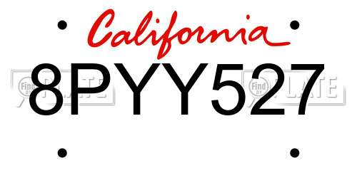 8PYY527 California License Plate