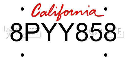 8PYY858 California License Plate