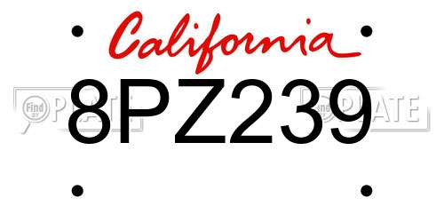 8PZ239 California License Plate
