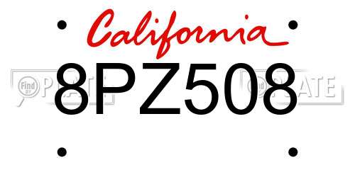 8PZ508 California License Plate