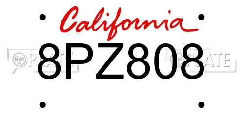 8PZ808 California License Plate