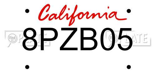 8PZB05 California License Plate