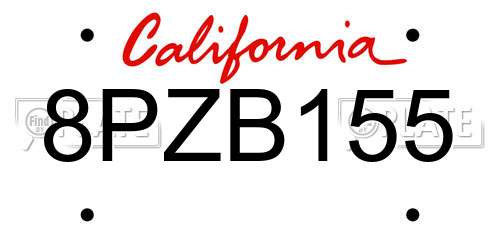 8PZB155 California License Plate