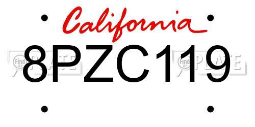 8PZC119 California License Plate
