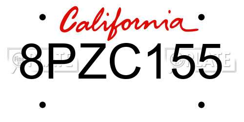 8PZC155 California License Plate