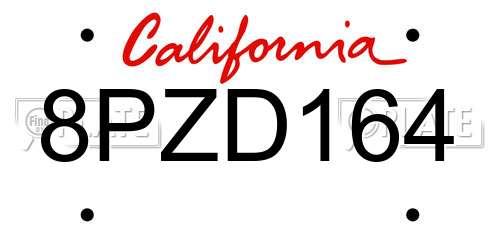 8PZD164 California License Plate