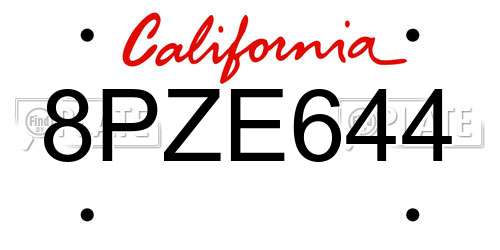 8PZE644 California License Plate