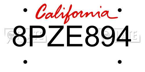 8PZE894 California License Plate