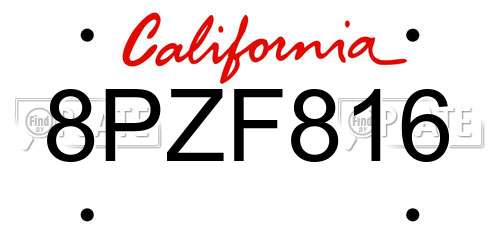 8PZF816 California License Plate