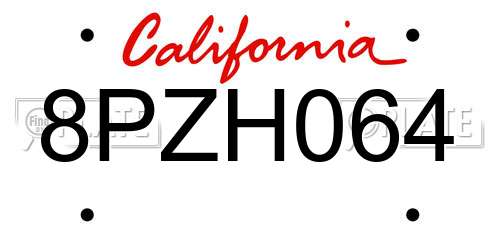 8PZH064 California License Plate