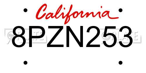 8PZN253 California License Plate