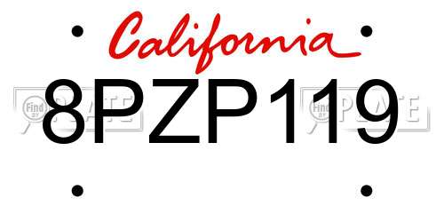 8PZP119 California License Plate