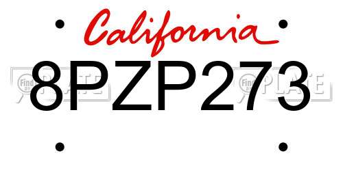 8PZP273 California License Plate