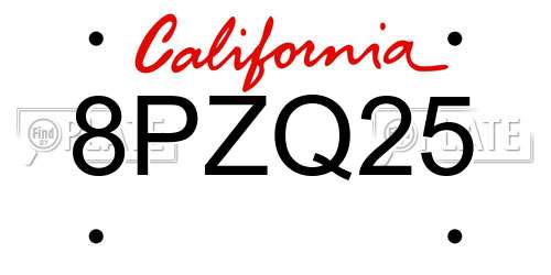 8PZQ25 California License Plate