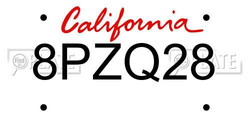8PZQ28 California License Plate