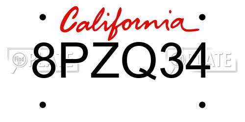 8PZQ34 California License Plate