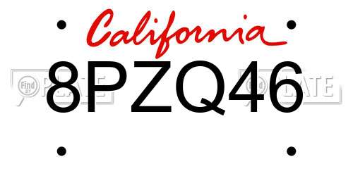 8PZQ46 California License Plate