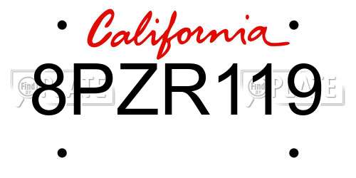 8PZR119 California License Plate