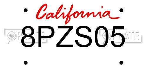 8PZS05 California License Plate
