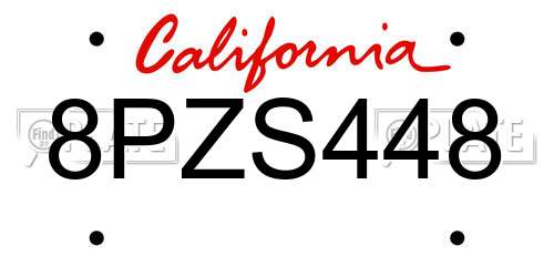 8PZS448 California License Plate