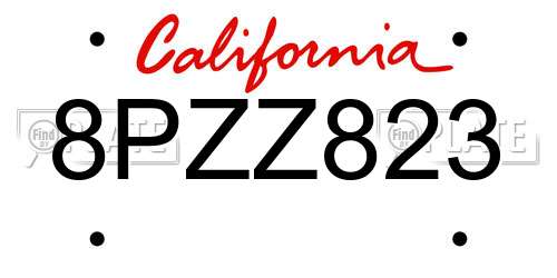 8PZZ823 California License Plate