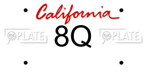 8Q California License Plate