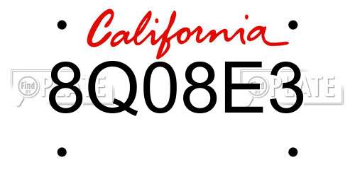 8Q08E3 California License Plate