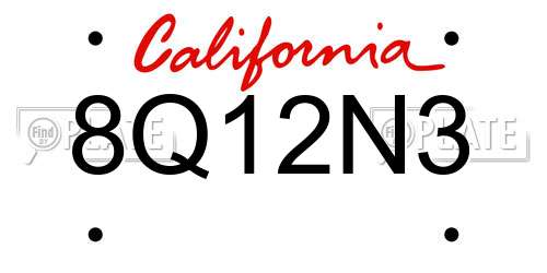 8Q12N3 California License Plate