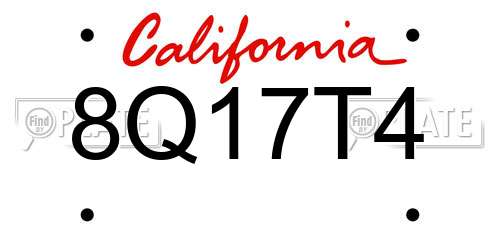 8Q17T4 California License Plate