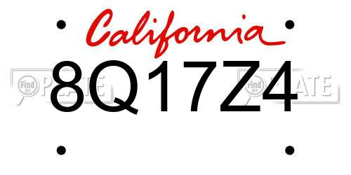 8Q17Z4 California License Plate