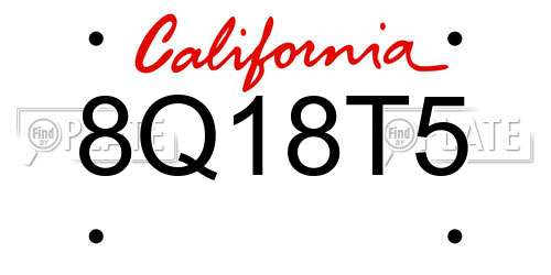 8Q18T5 California License Plate