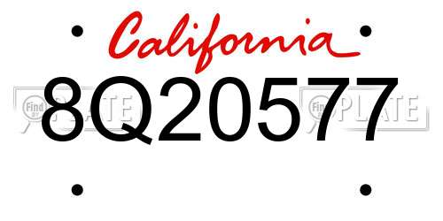 8Q20577 California License Plate