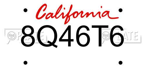 8Q46T6 California License Plate