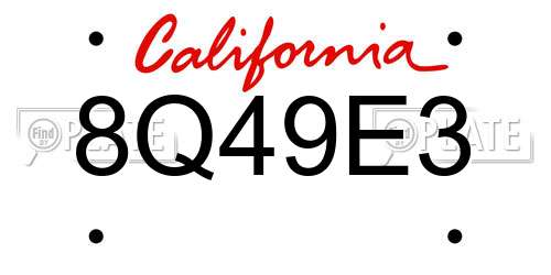 8Q49E3 California License Plate