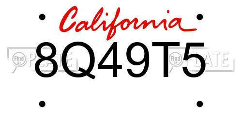 8Q49T5 California License Plate