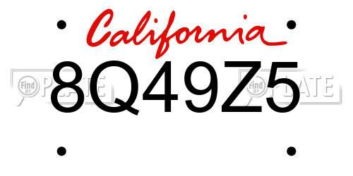 8Q49Z5 California License Plate