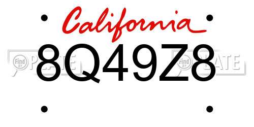 8Q49Z8 California License Plate