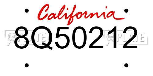 8Q50212 California License Plate