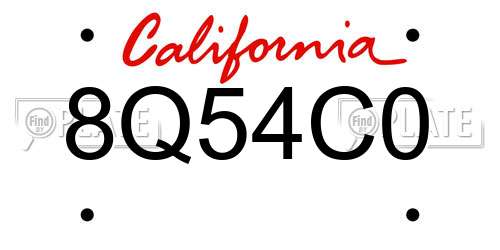 8Q54C0 California License Plate