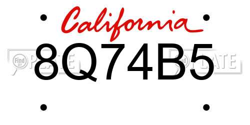 8Q74B5 California License Plate