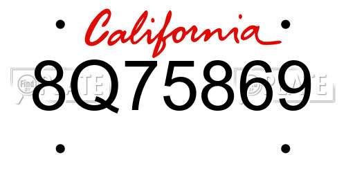 8Q75869 California License Plate