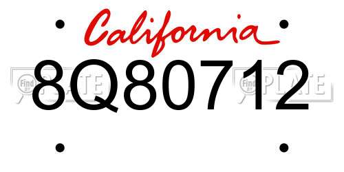 8Q80712 California License Plate
