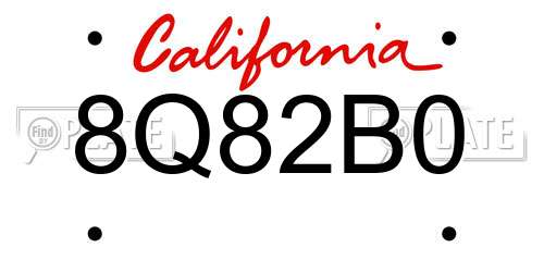 8Q82B0 California License Plate