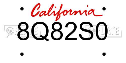 8Q82S0 California License Plate
