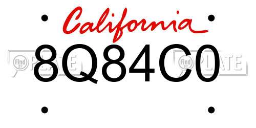 8Q84C0 California License Plate