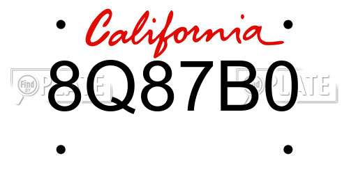 8Q87B0 California License Plate