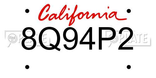 8Q94P2 California License Plate