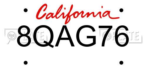8QAG76 California License Plate