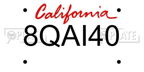 8QAI40 California License Plate