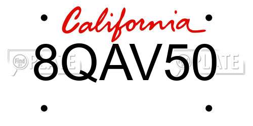 8QAV50 California License Plate